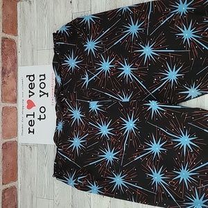 LuLaRoe Tall and Curvy Leggings - Patriotic (Blue and Red Fireworks)